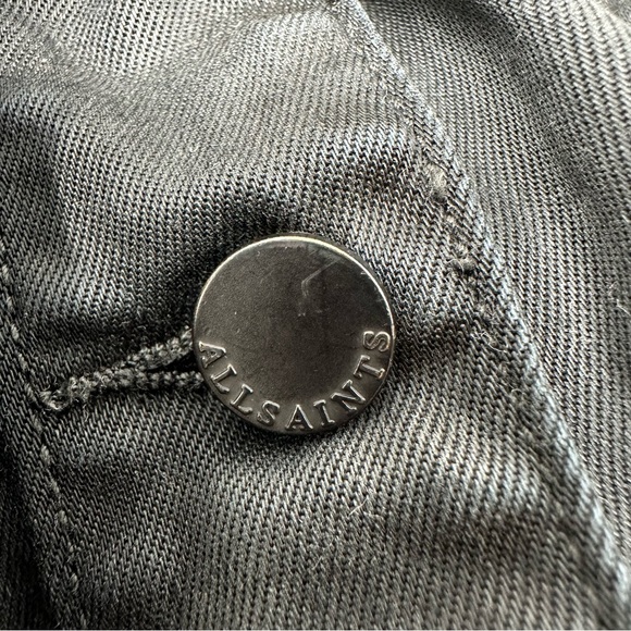 AllSaints Loa Soft Trucker Jacket Lightweight Black Size 4 - Picture 8 of 8